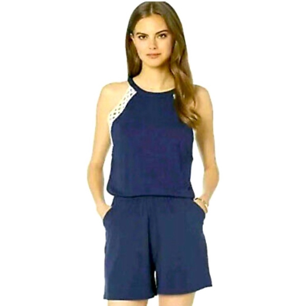 NWT Lilly Pulitzer  Women’s True Navy Blue LALA Romper Short Set Size S